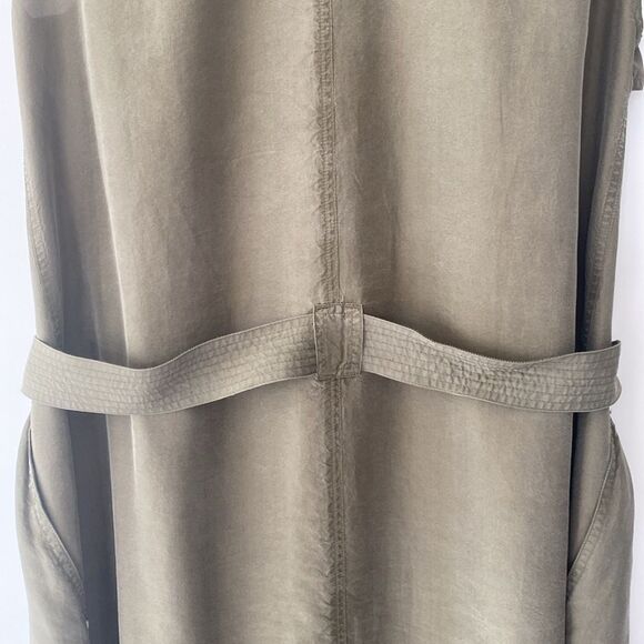 rag & born- Silk Light Weight Trench Wrap DressOlive Green Modern Ragged sz M - Picture 15 of 16